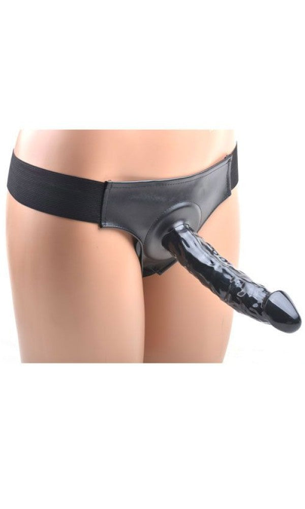 Black Hollow Strap On With Harness