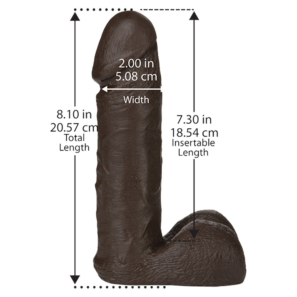 Vac-U-Lock 8 Inch Realistic Dildo Attachment Black