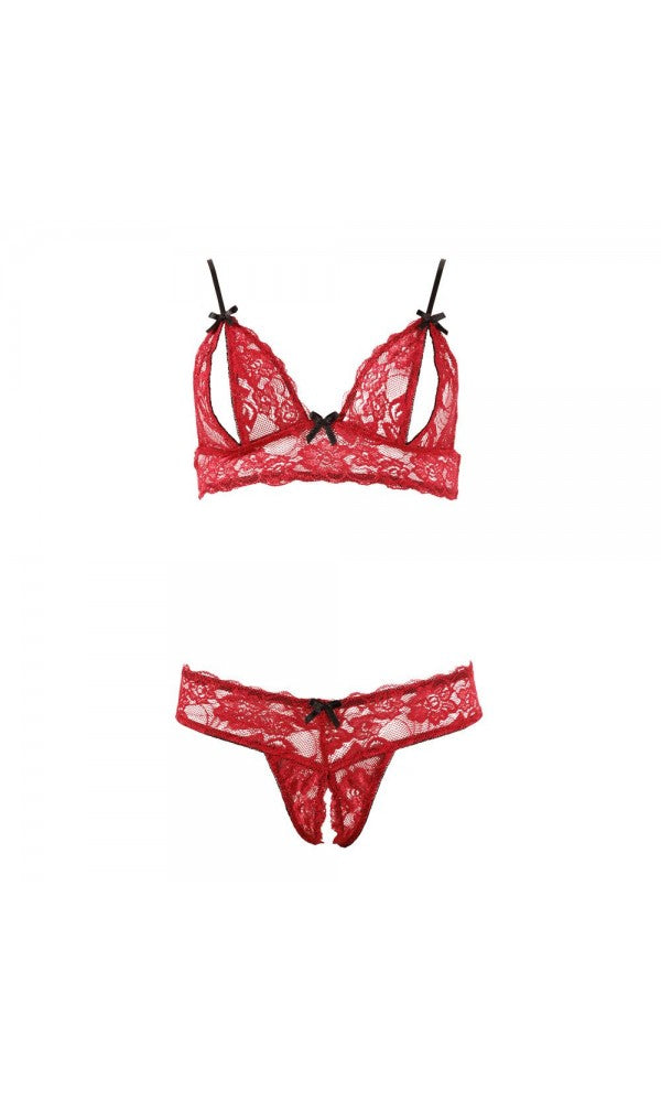 Cottelli Bra Set Open Cup and Crotchless Set