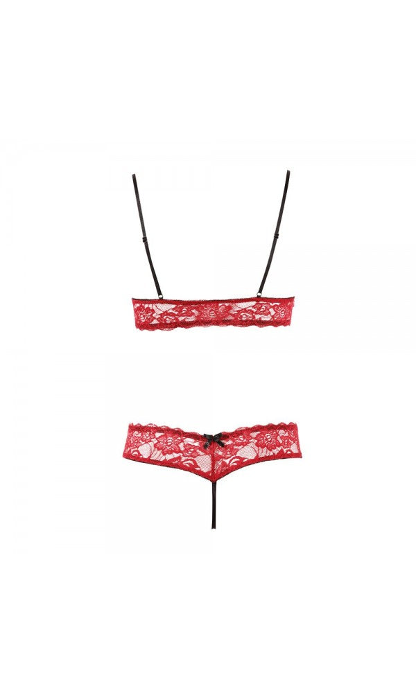 Cottelli Bra Set Open Cup and Crotchless Set