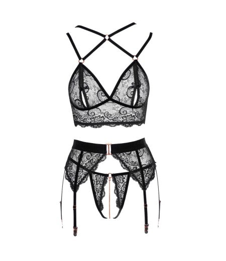 Abierta Fina Lacey Open Suspender Set