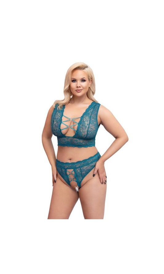 Cottelli Curves Bralette and Crotchless Thong Set