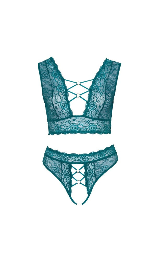 Cottelli Curves Bralette and Crotchless Thong Set