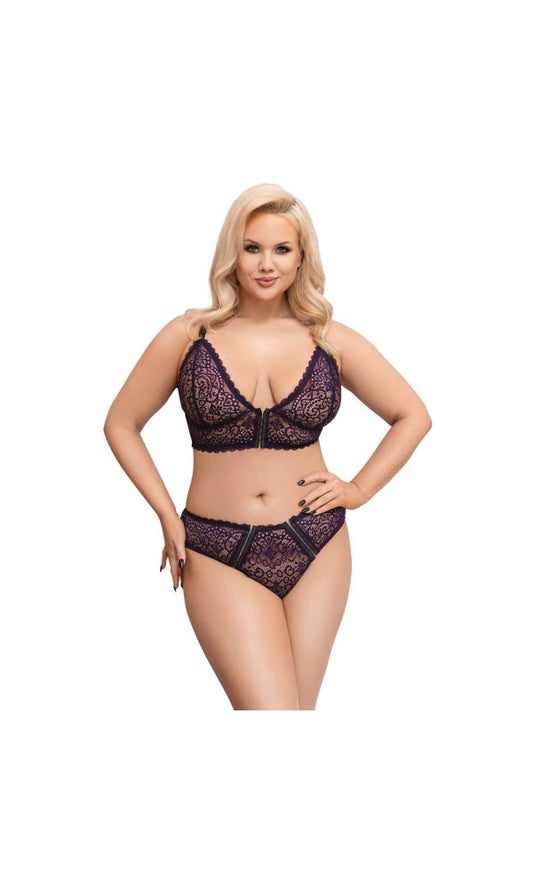 Cottelli Curves Delicate Lace Bralette And Briefs