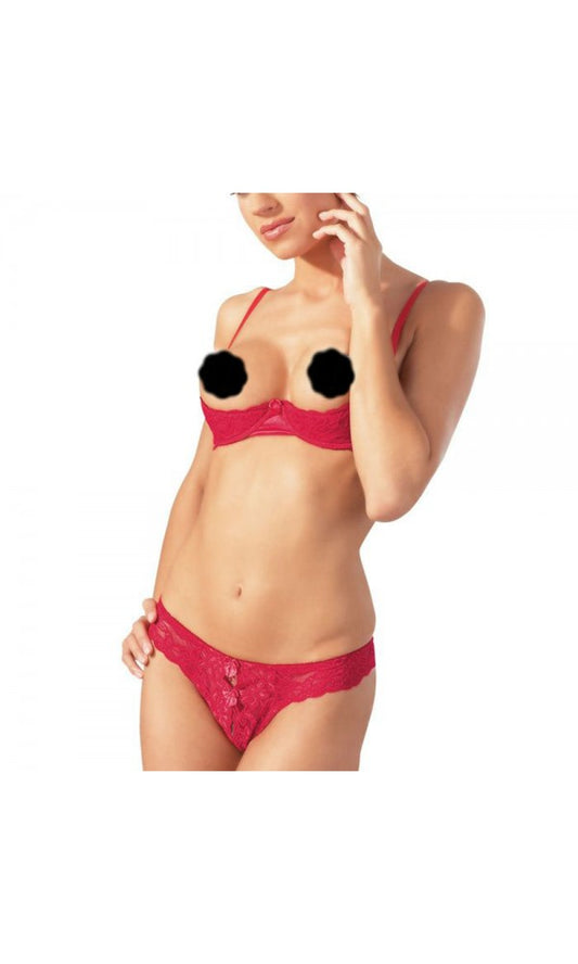 Cottelli Collection Red Lace Open Bra Set