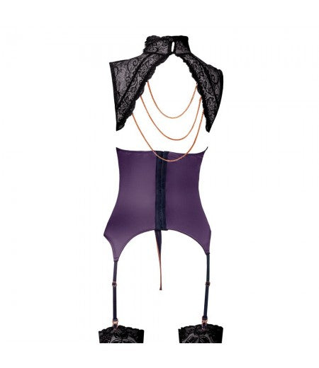 Abierta Fina Basque and Crotchless Set Chains