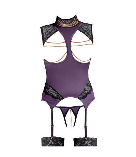 Abierta Fina Basque and Crotchless Set Chains