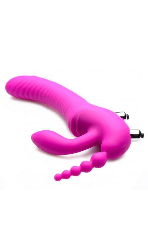 Regal Rider Vibrating Silicone Strapless Strap On Triple G Dildo