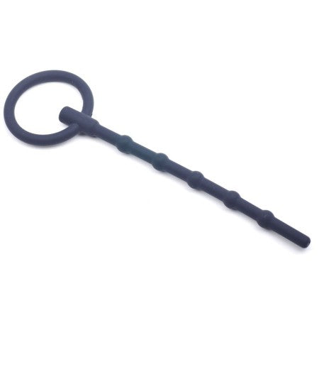 6 Inch Beaded Silicone Cum Thru Penis Plug with Ring