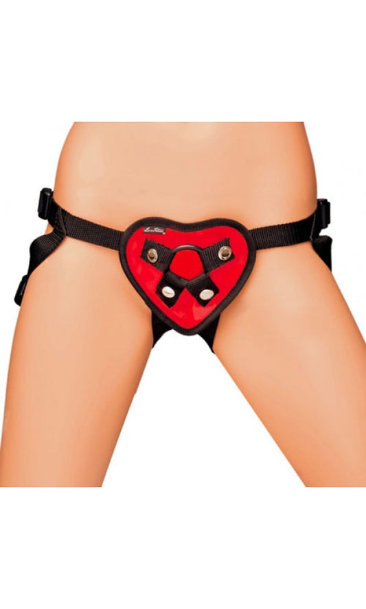Lux Fetish Red Heart Strap On Harness