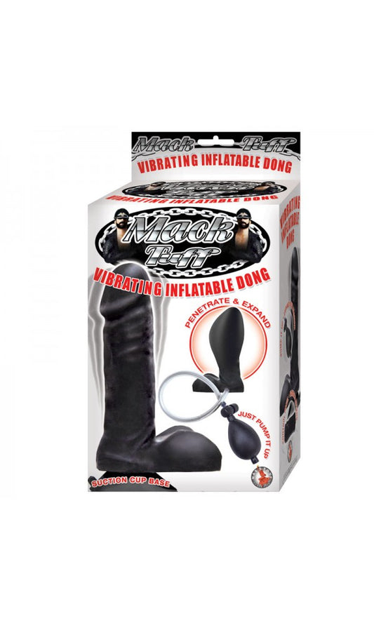 Mack Tuff Vibrating Inflatable Silicone Dong Black 7.5 Inch