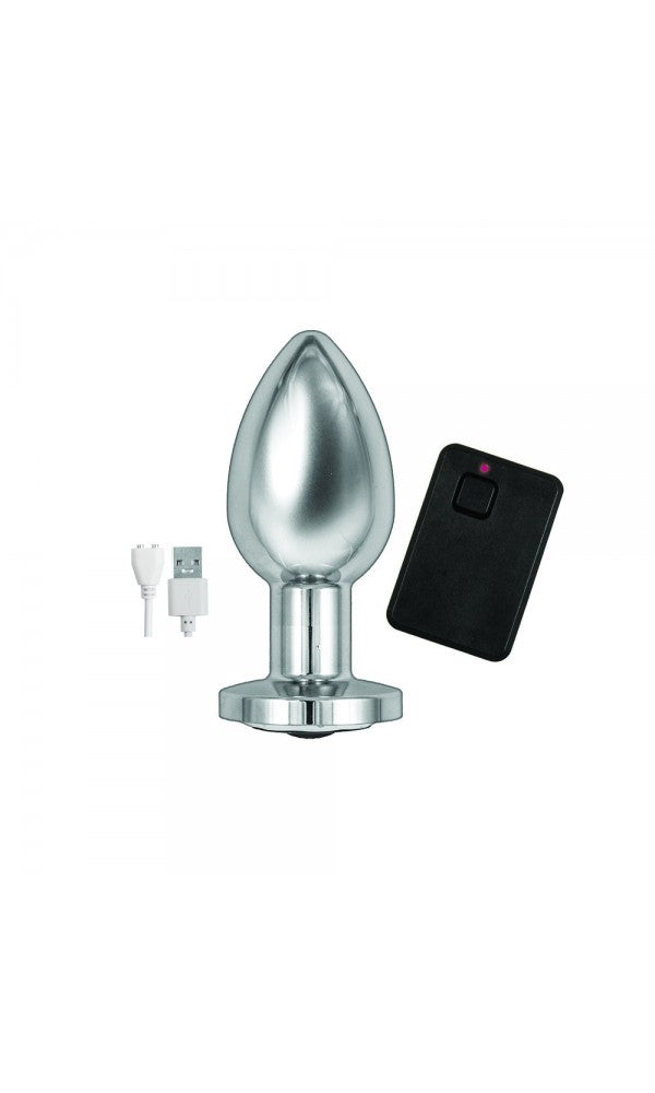 Ass Sation Remote Vibrating Butt Plug Silver