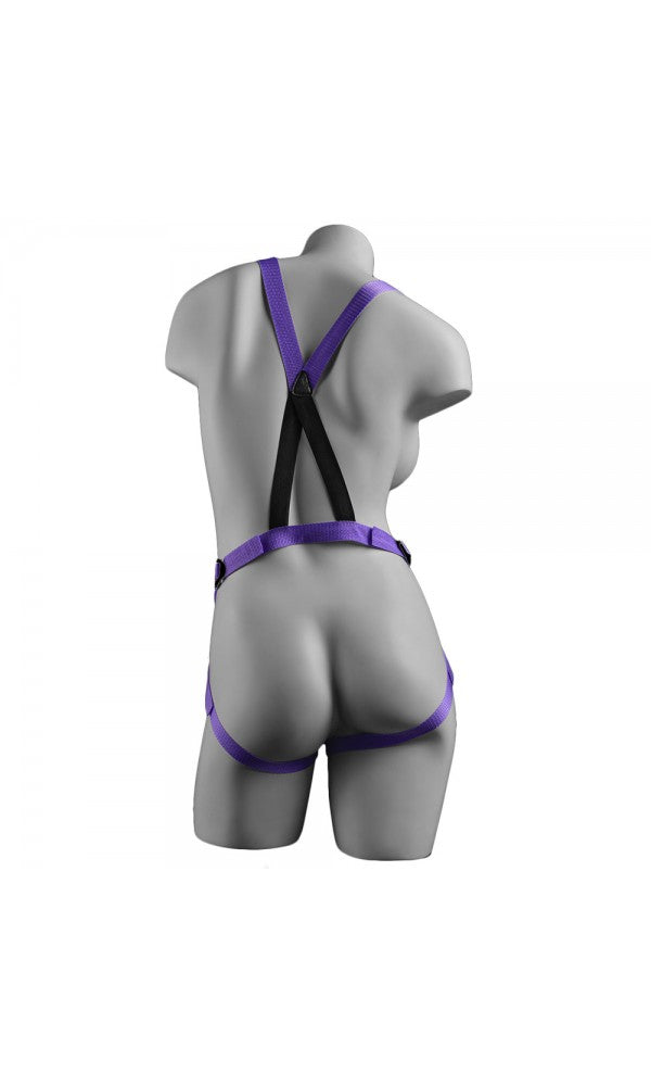Dillio Strap On Suspender Harness With Silicone 7 Inch Purple Do