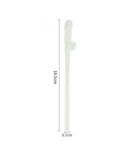 Lovetoy Pack Of 9 Willy Straws Glow In The Dark