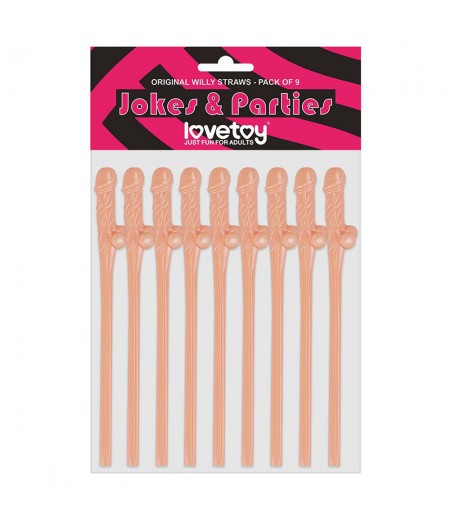 Lovetoy Pack Of 9 Willy Straws Flesh Pink