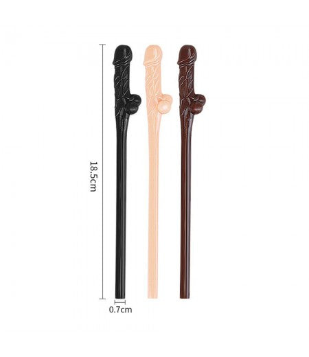 Lovetoy Pack Of 9 Willy Straws Black Brown And Pink