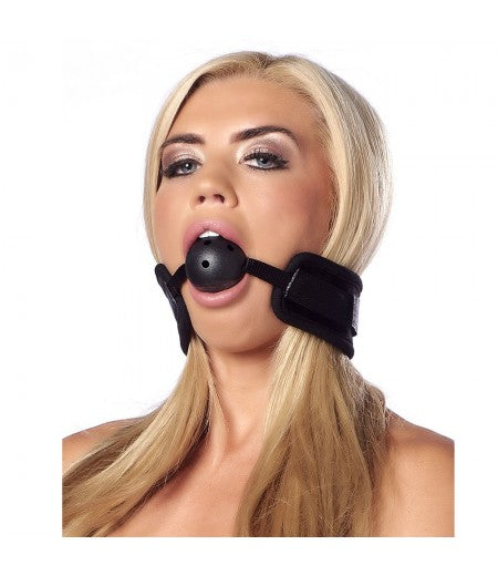 Black Padded Mouth Gag With Breathable Ball