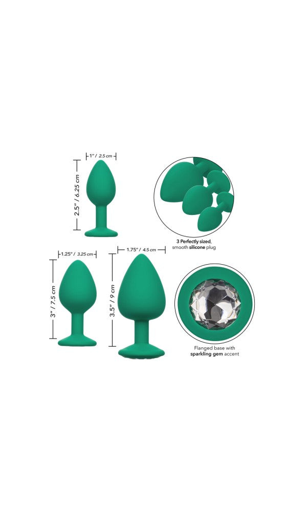 Cheeky Gems Butt Plugs 3 Piece Set Green