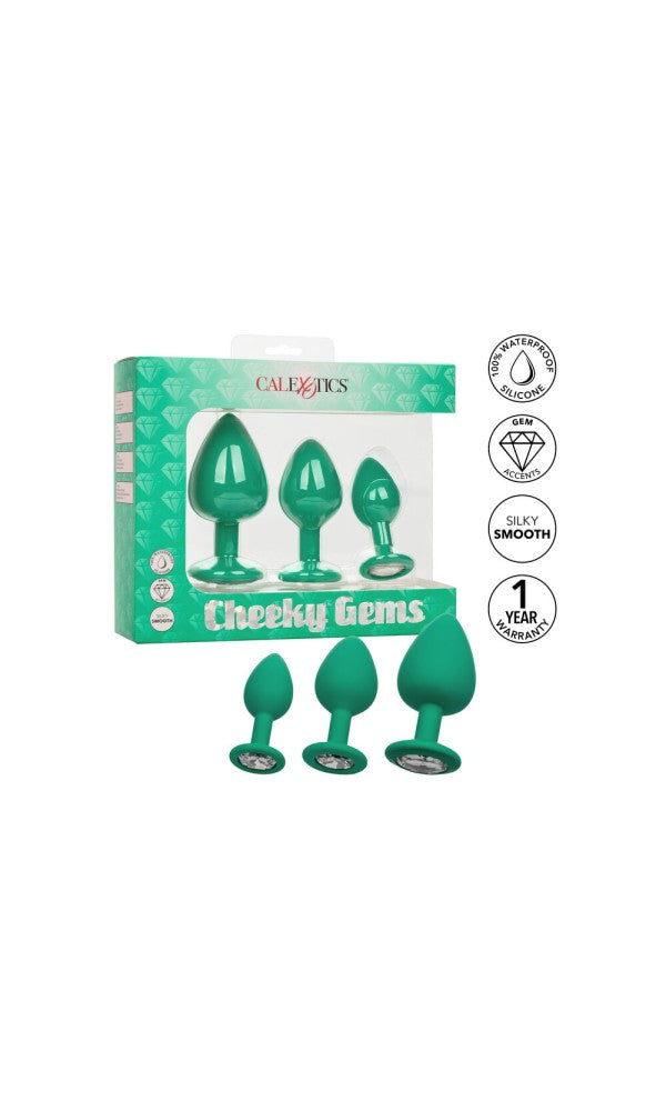 Cheeky Gems Butt Plugs 3 Piece Set Green