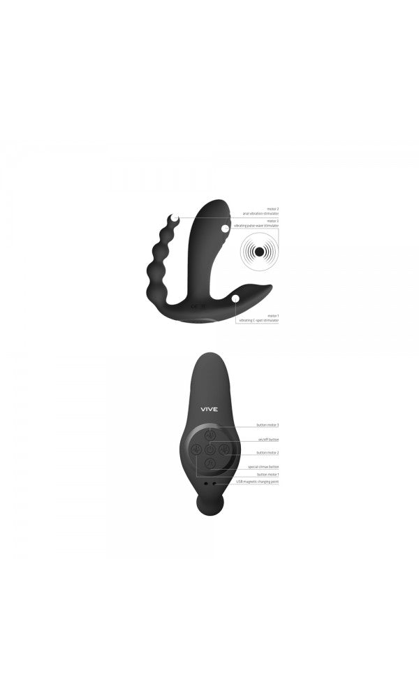 Vive Kata Double Penetrator Vibrator Black
